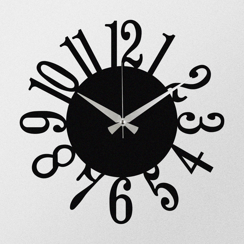 Ceas de perete ENZOCLOCK - S005, negru, metal, 48x48 cm