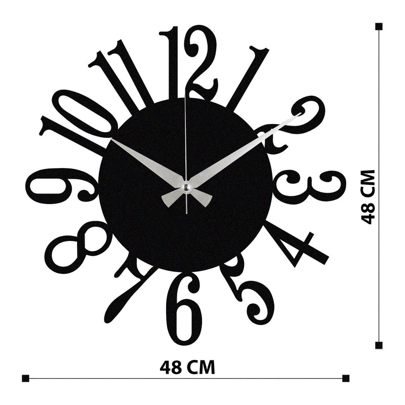 Ceas de perete ENZOCLOCK - S005, negru, metal, 48x48 cm