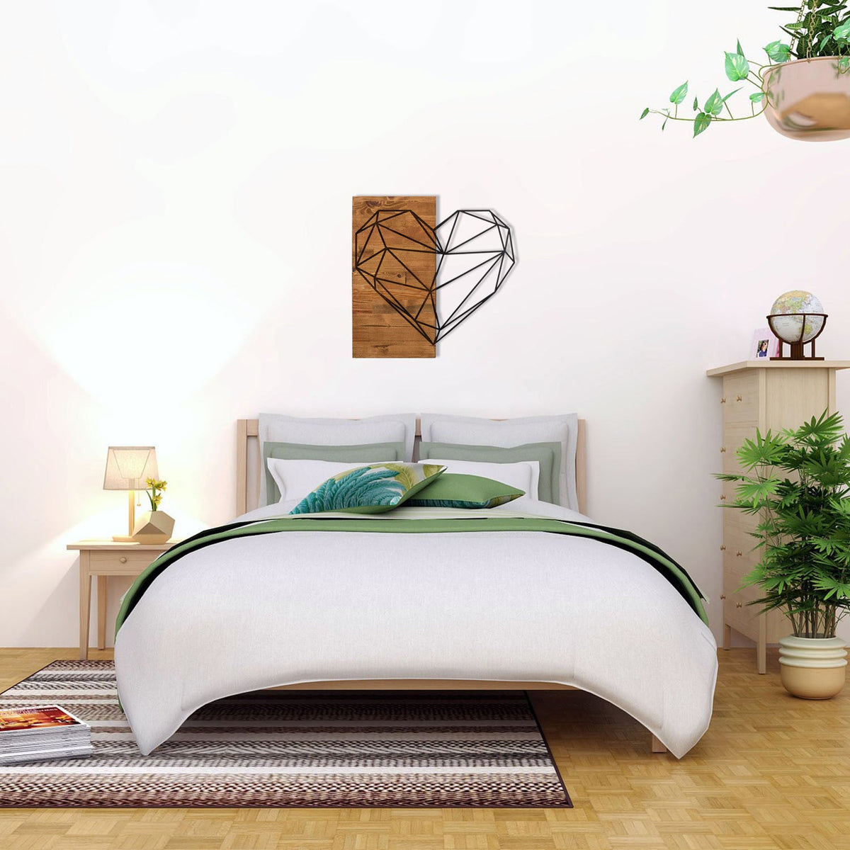 Accesoriu decorativ din lemn de perete, Heart, Negru / Nuc