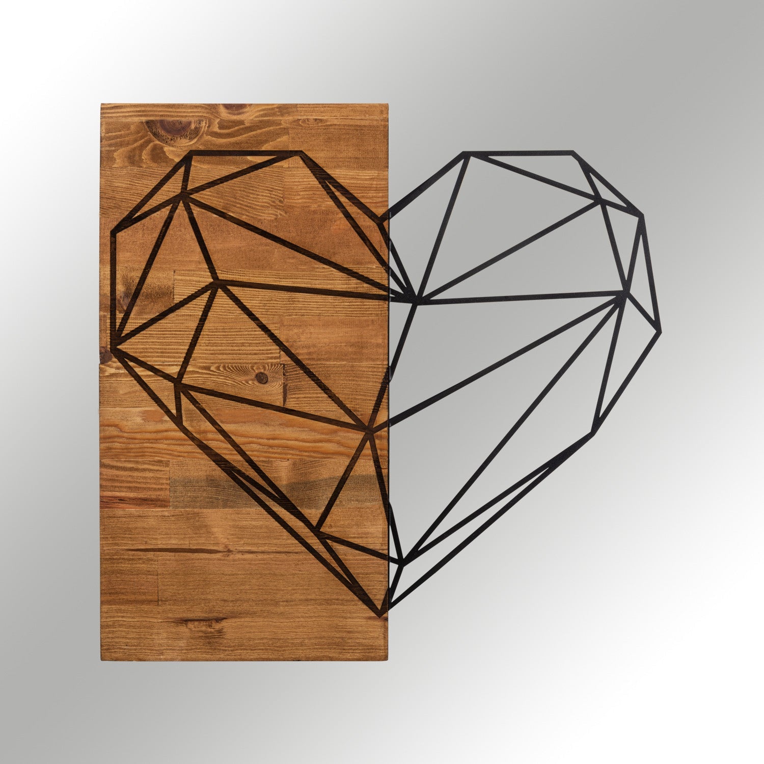 Accesoriu decorativ din lemn de perete, Heart, Negru / Nuc