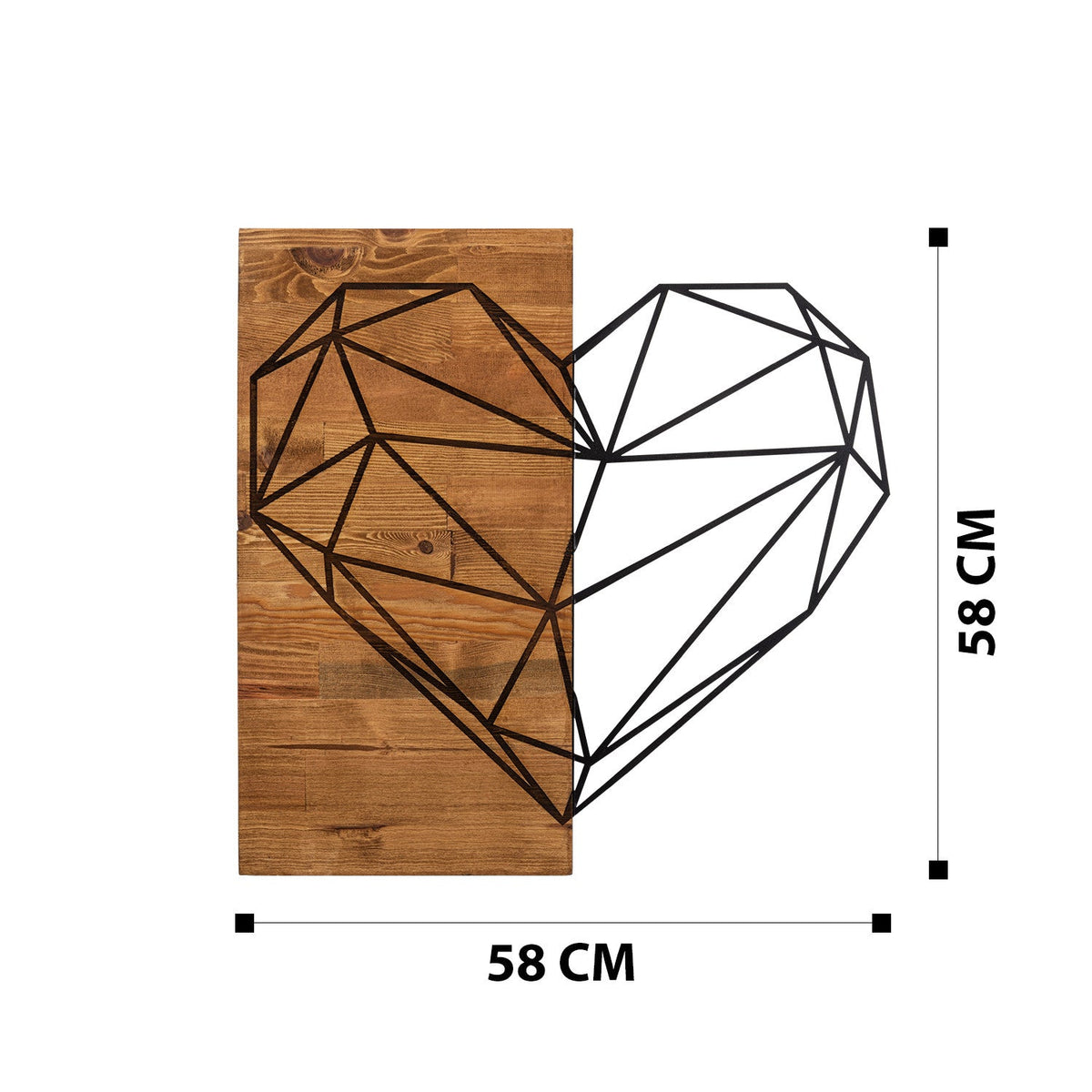 Accesoriu decorativ din lemn de perete, Heart, Negru / Nuc
