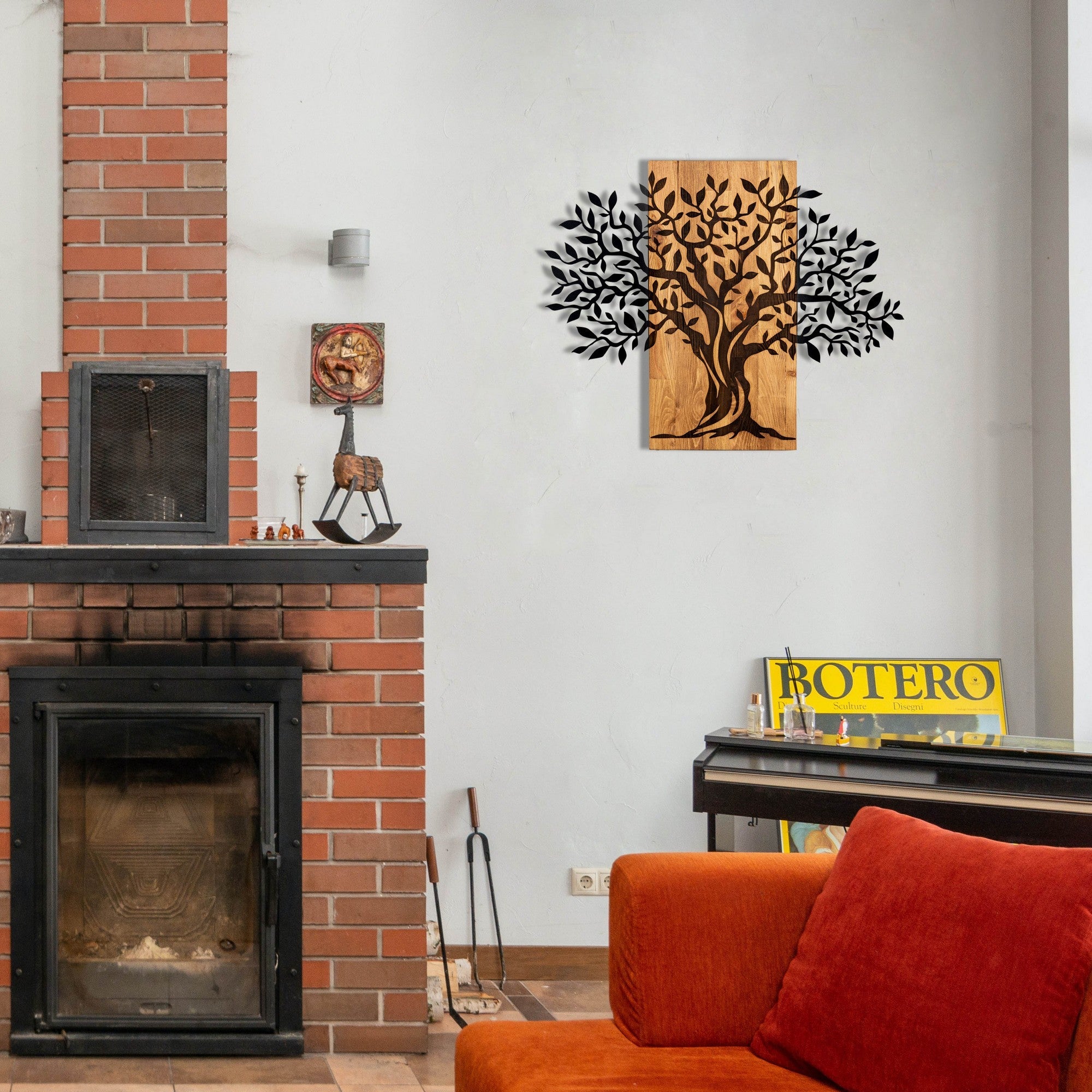 Accesoriu decorativ din lemn de perete, Sogut, Negru / Nuc