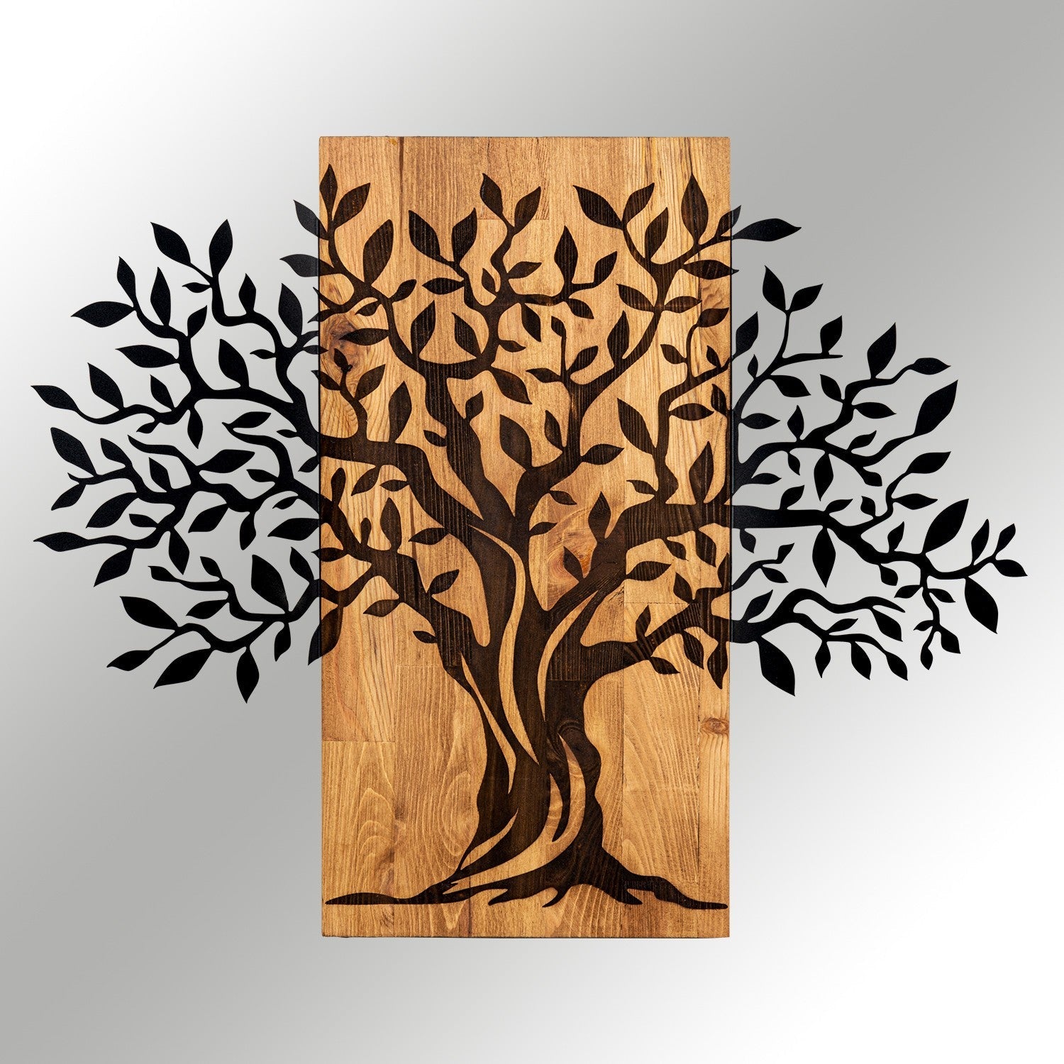 Accesoriu decorativ din lemn de perete, Sogut, Negru / Nuc