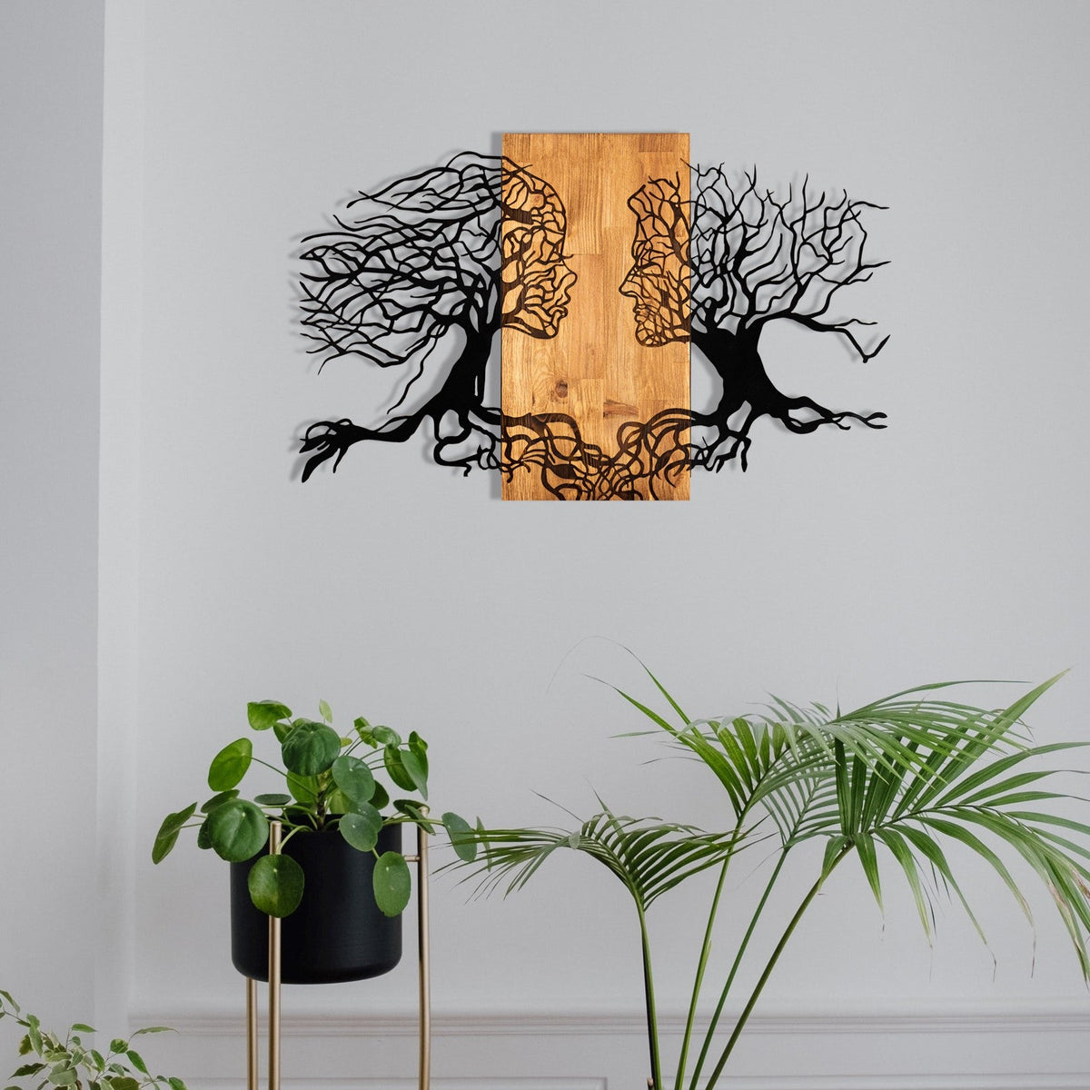 Accesoriu decorativ din lemn de perete, Tutku, Negru / Nuc
