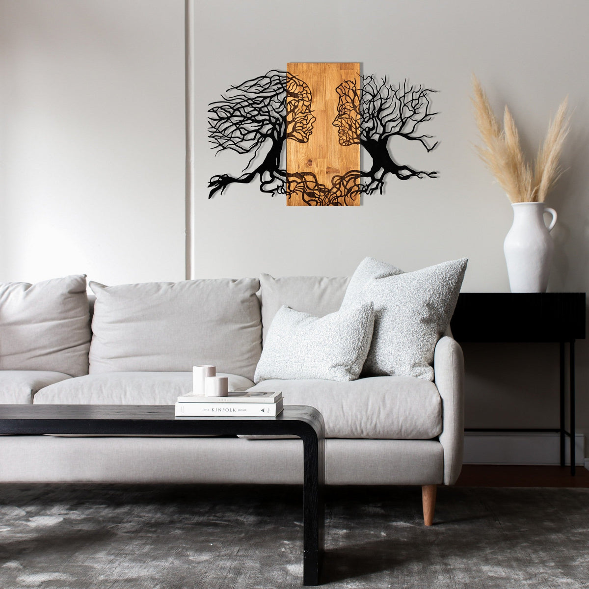 Accesoriu decorativ din lemn de perete, Tutku, Negru / Nuc