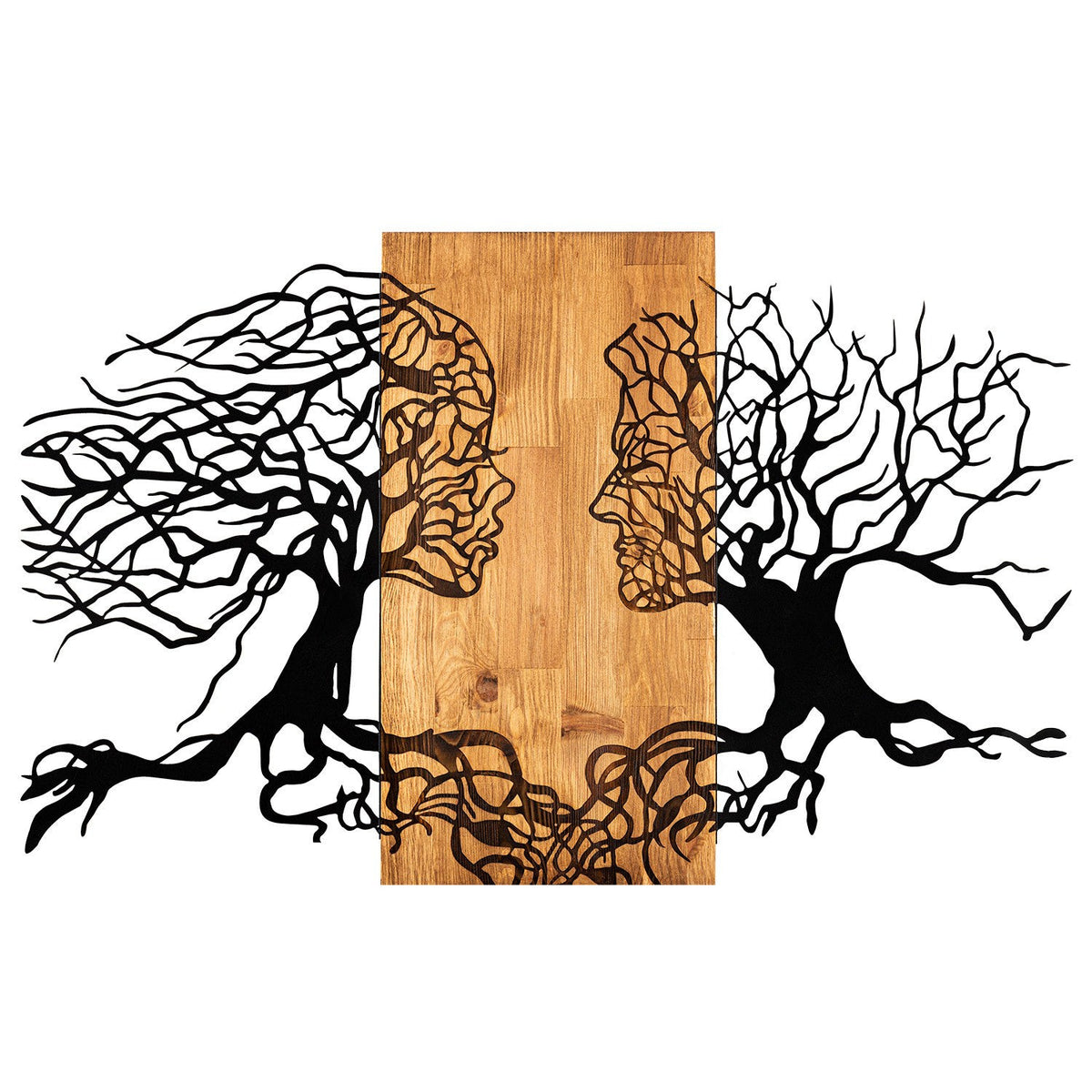 Accesoriu decorativ din lemn de perete, Tutku, Negru / Nuc