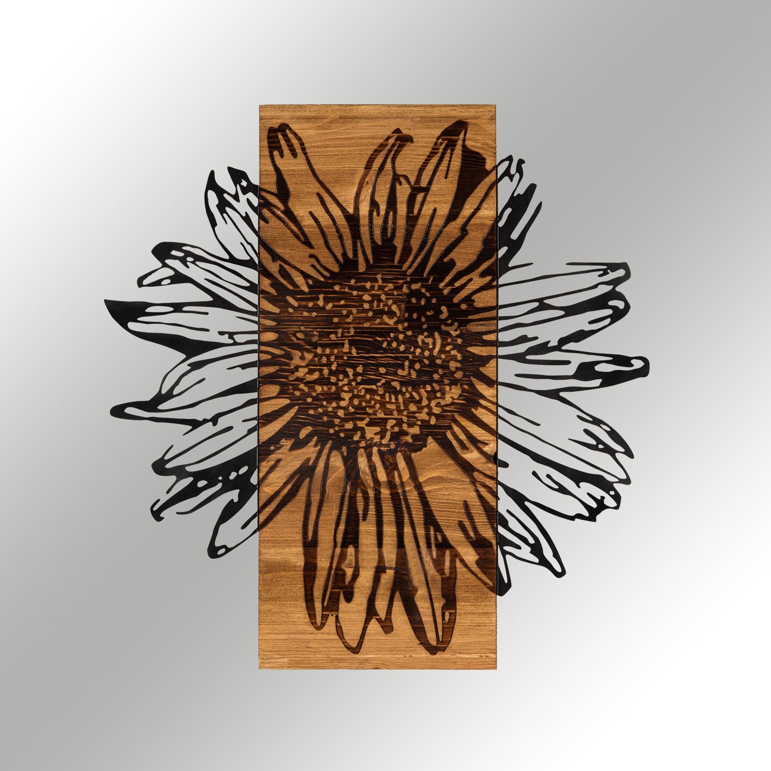 Accesoriu decorativ din lemn de perete, Daisy, Negru / Nuc