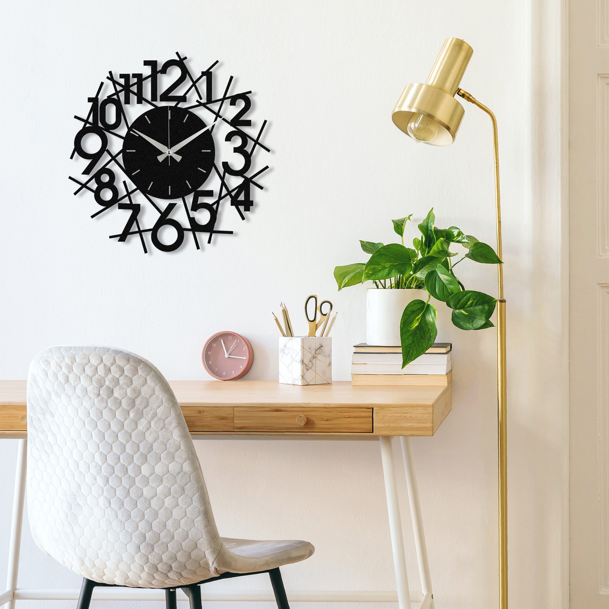 Ceas decorativ metalic de perete, Rasputin, Negru