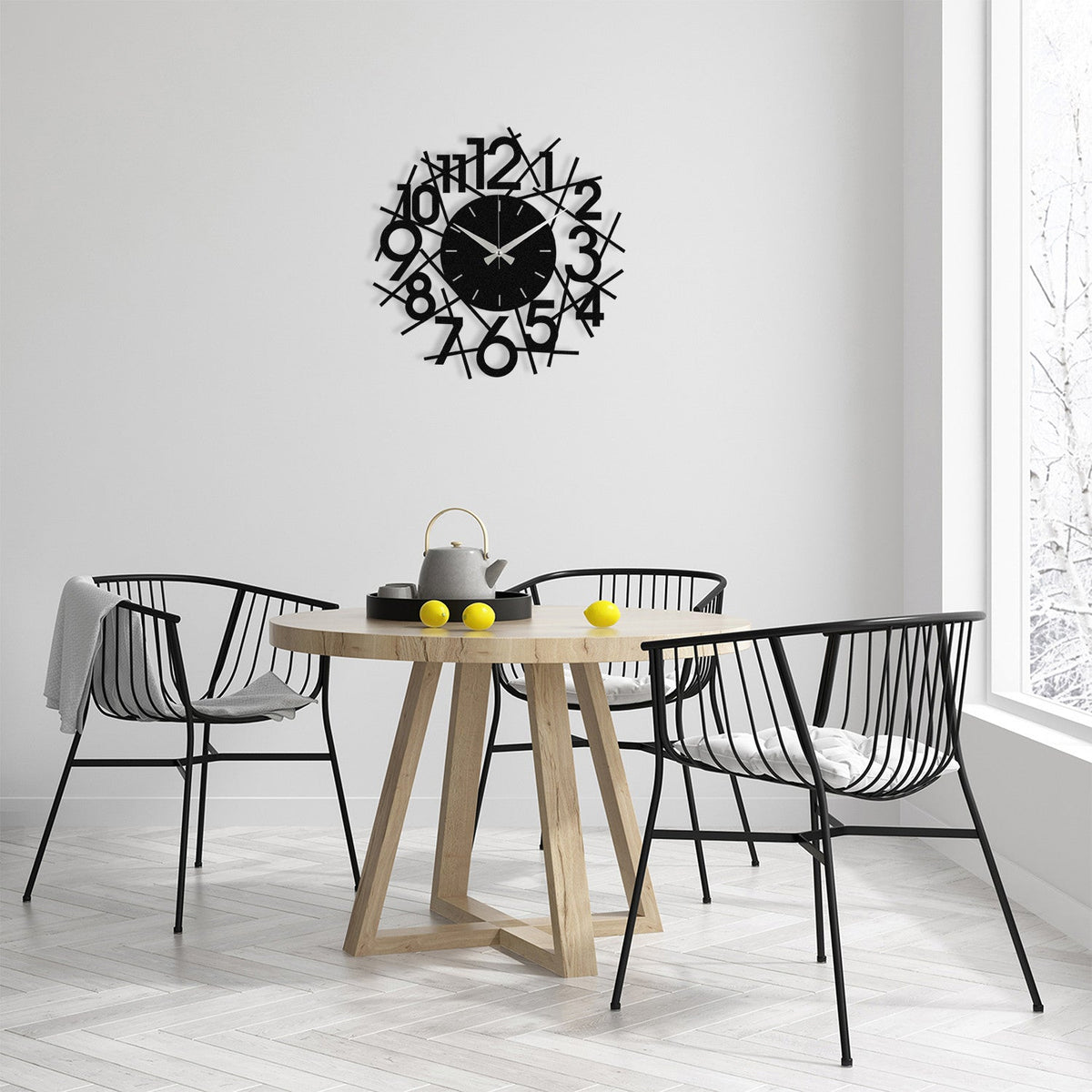 Ceas decorativ metalic de perete, Rasputin, Negru