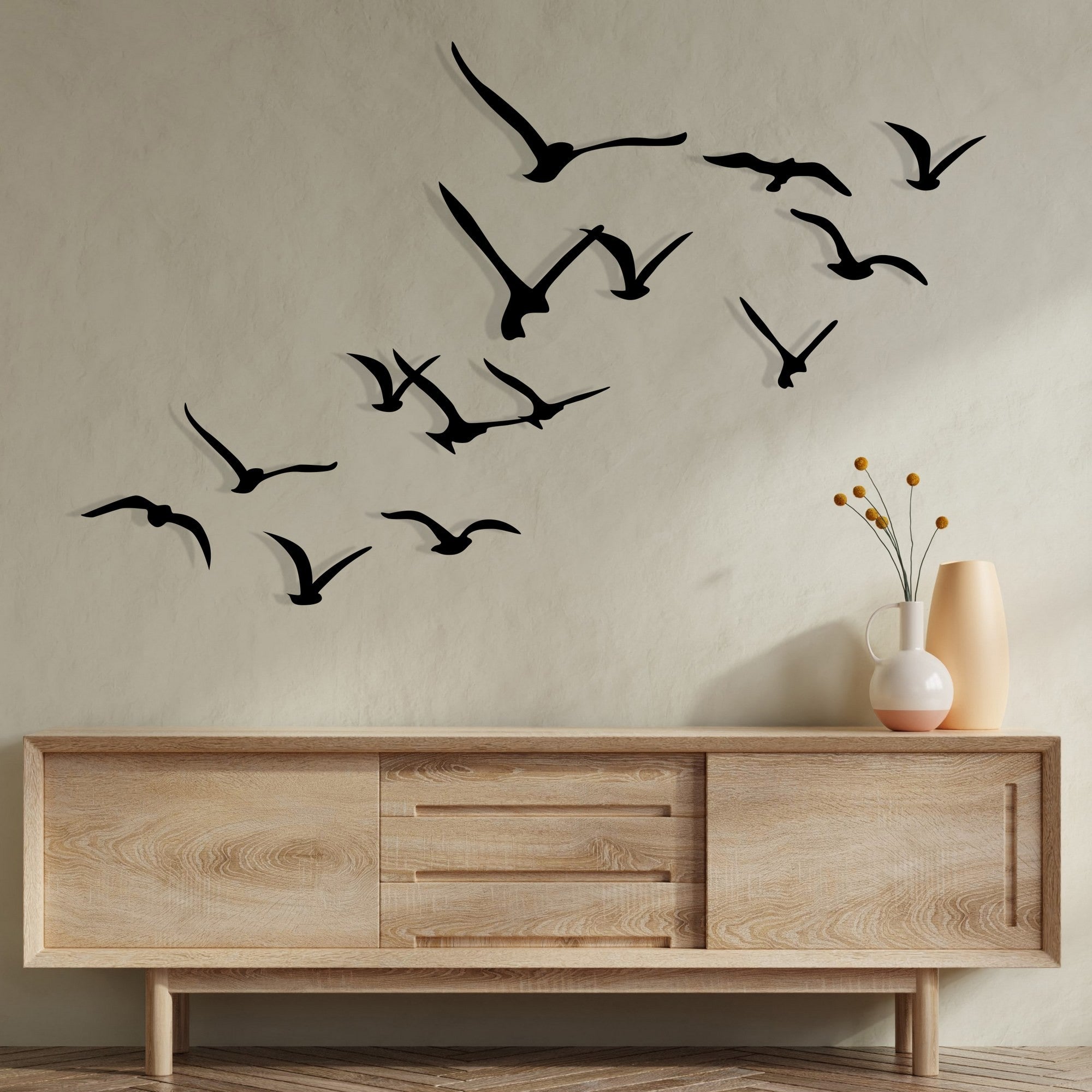 Accesoriu decorativ metalic de perete, Migration, Negru
