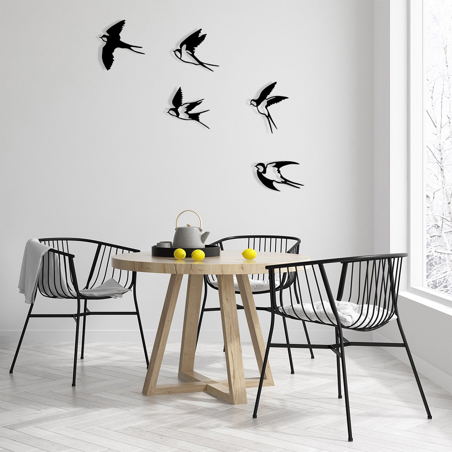 Accesoriu decorativ metalic de perete, Ebabil, Negru