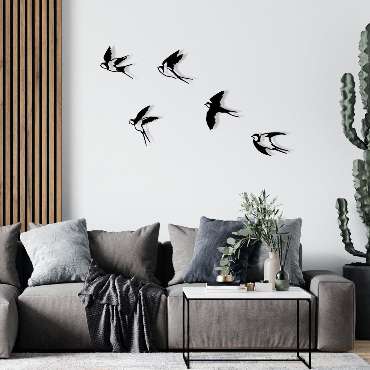 Accesoriu decorativ metalic de perete, Ebabil, Negru