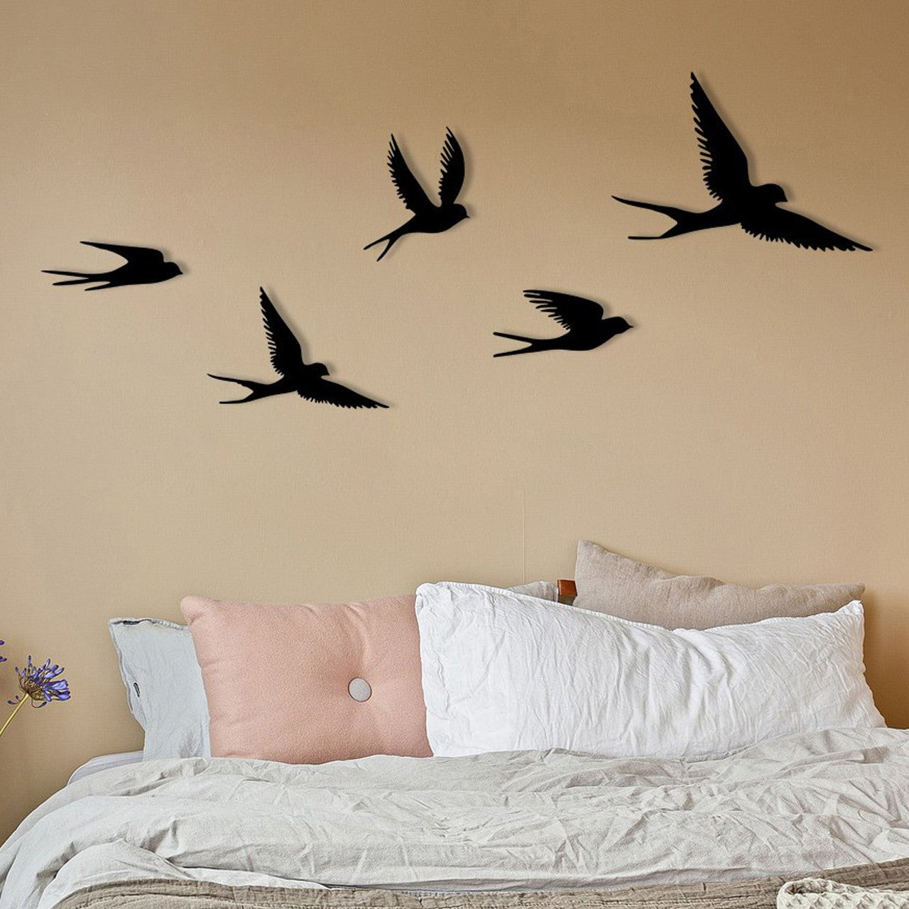 Accesoriu decorativ metalic de perete, Crow, Negru