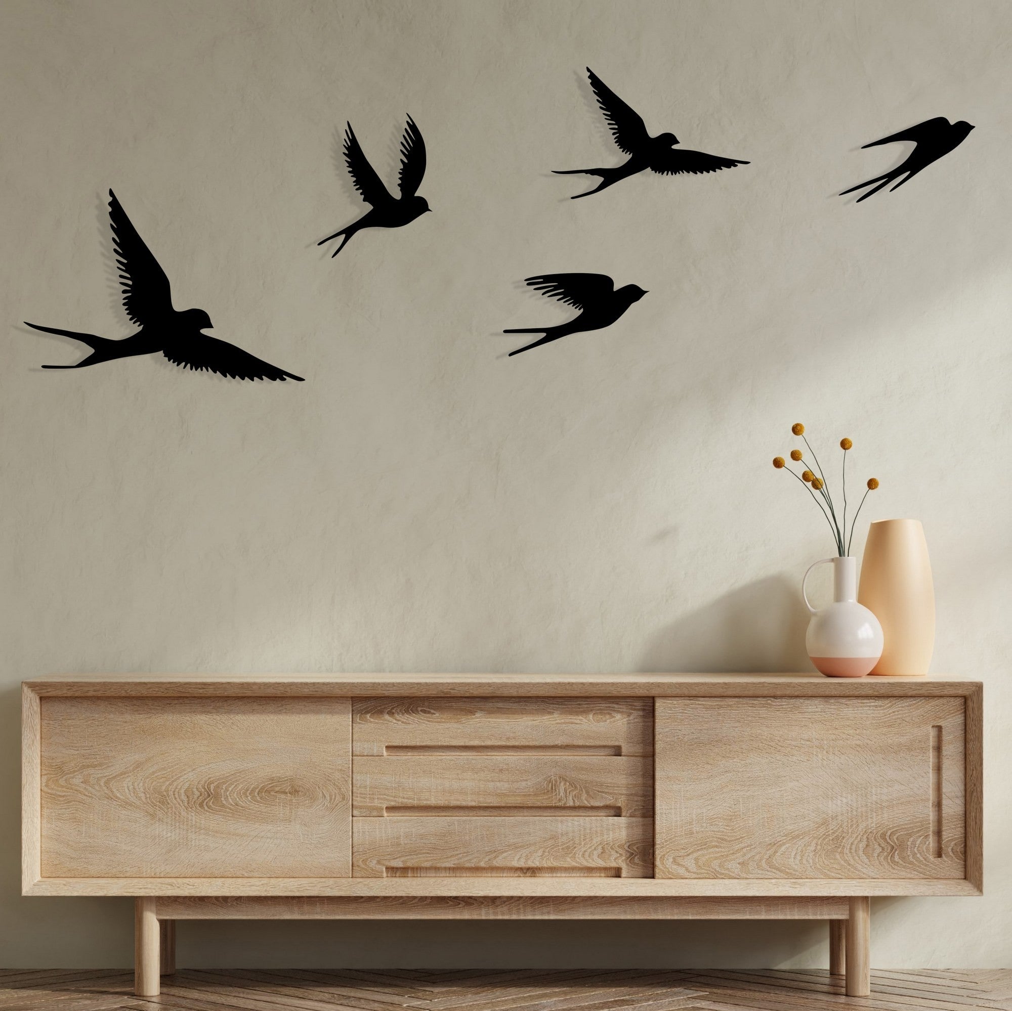 Accesoriu decorativ metalic de perete, Crow, Negru