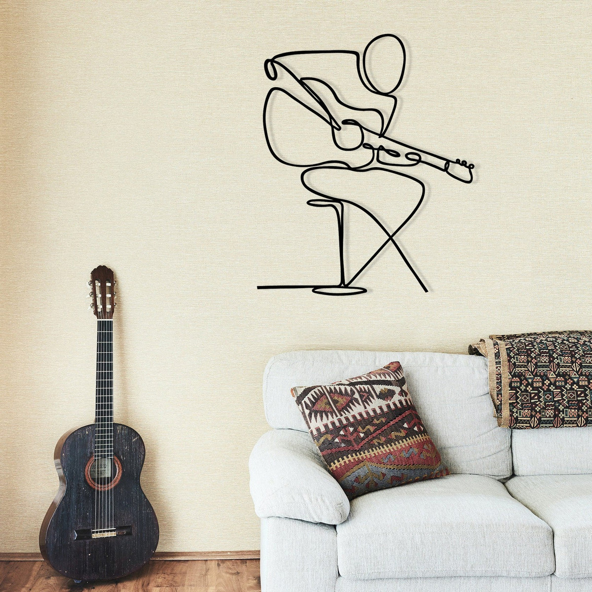 Accesoriu decorativ metalic de perete, Sentimiento 332, Negru