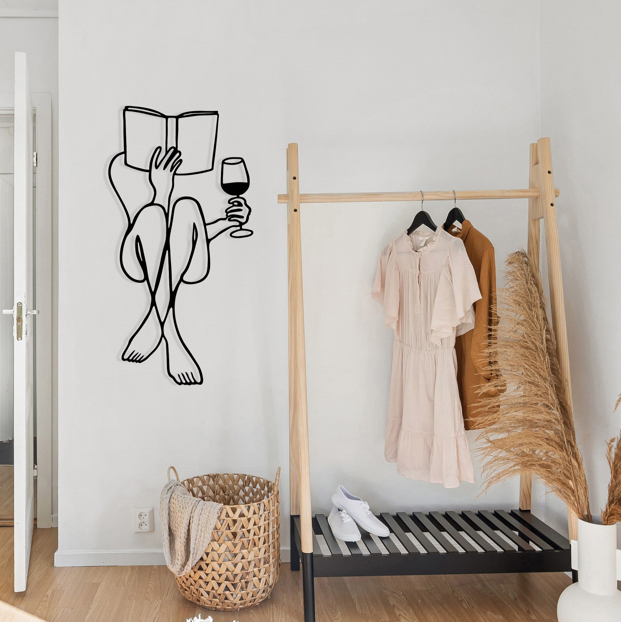 Accesoriu decorativ metalic de perete, Bien, Negru