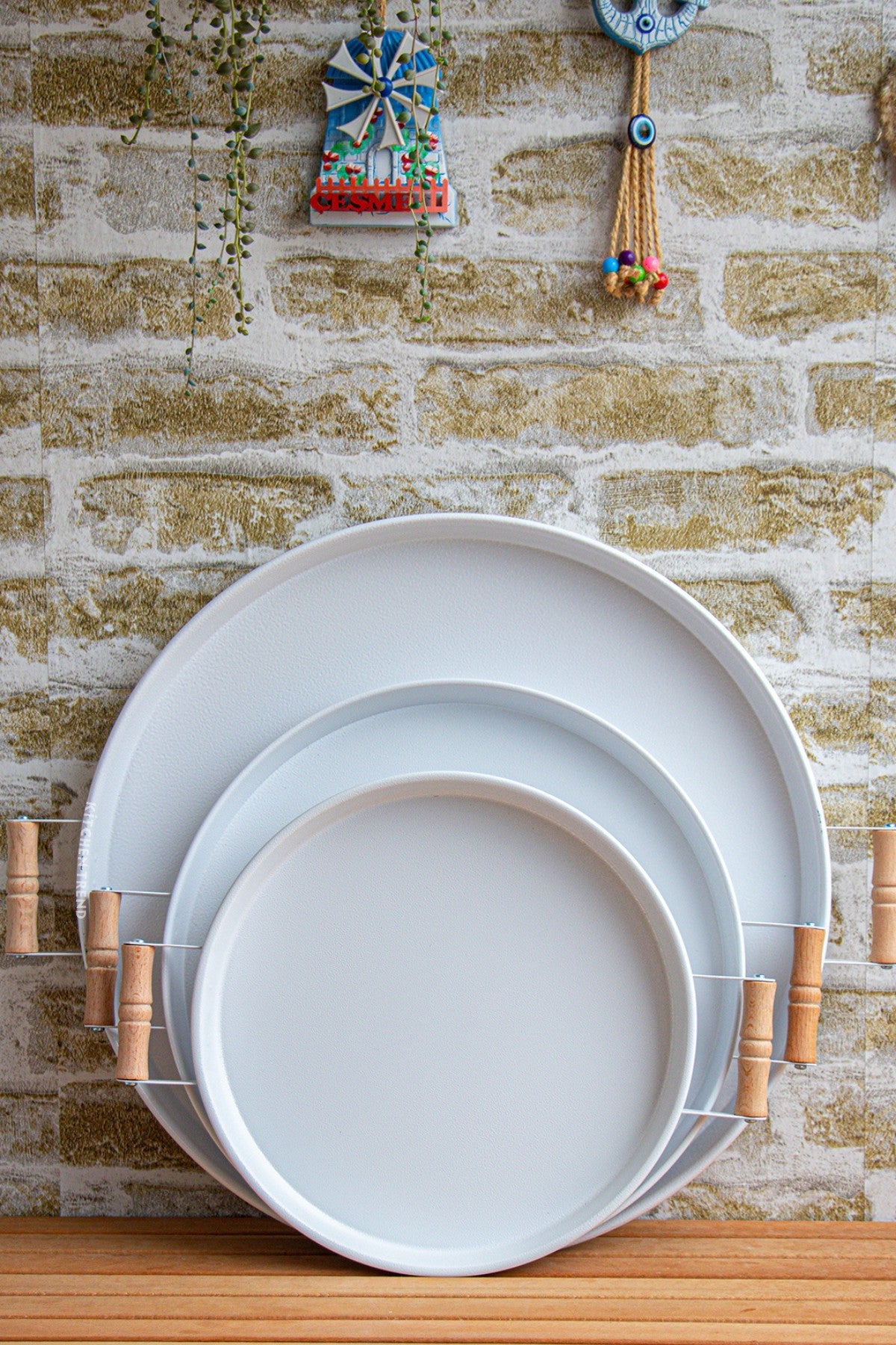 Set tăvi (3 piese), M0255 - B, Alb