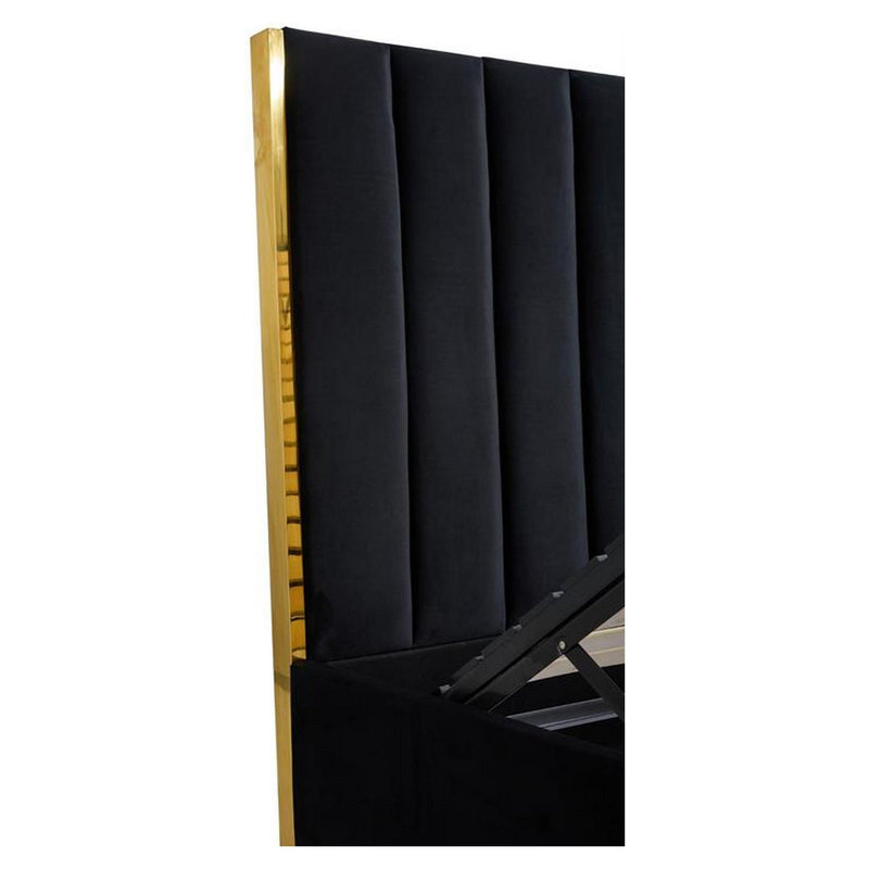 Pat PALAZZO 160, negru/auriu, stofa catifelata, somiera inclusa, 160x200 cm