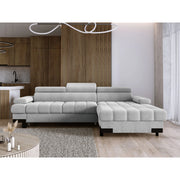 Coltar extensibil SELVA MINI, personalizabil, cu lada depozitare si tetiere reglabile, 270x173x95 cm