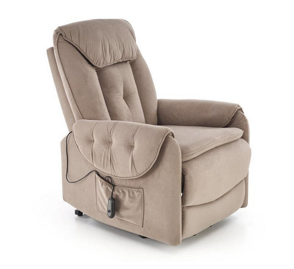 Fotoliu recliner HORTON, stofa catifelata bej - Mavel 38, 80x97/158x90/105 cm