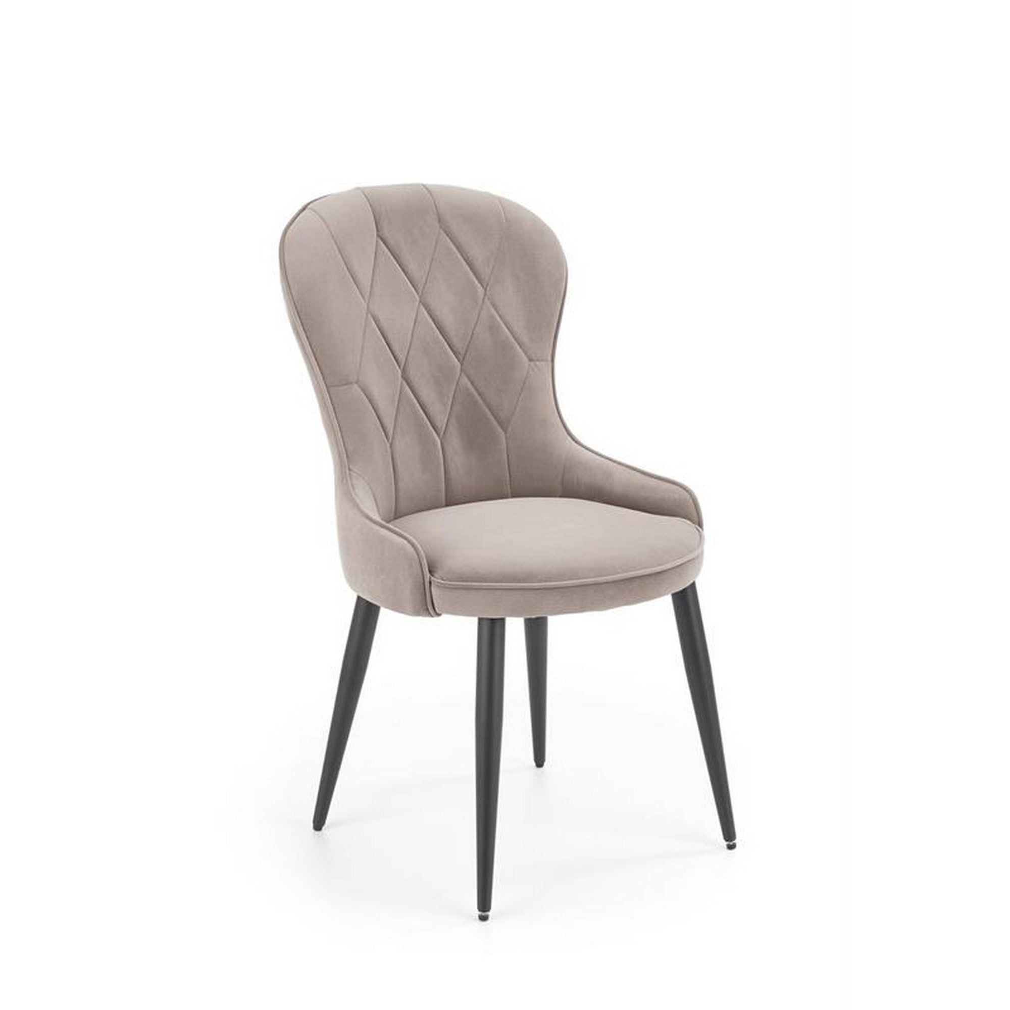 Scaun K366, bej/negru, stofa catifelata/metal, 52x58x92 cm