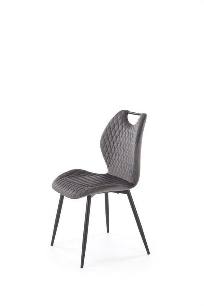 Scaun K569, gri - HLR 21, stofa catifelata/otel, 47x54x84 cm