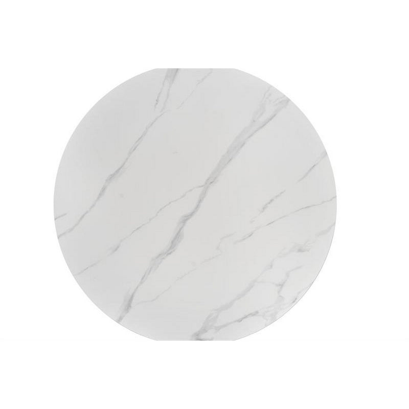 Masa REGINALD, alb/argintiu, ceramica/metal, 120x120x76 cm