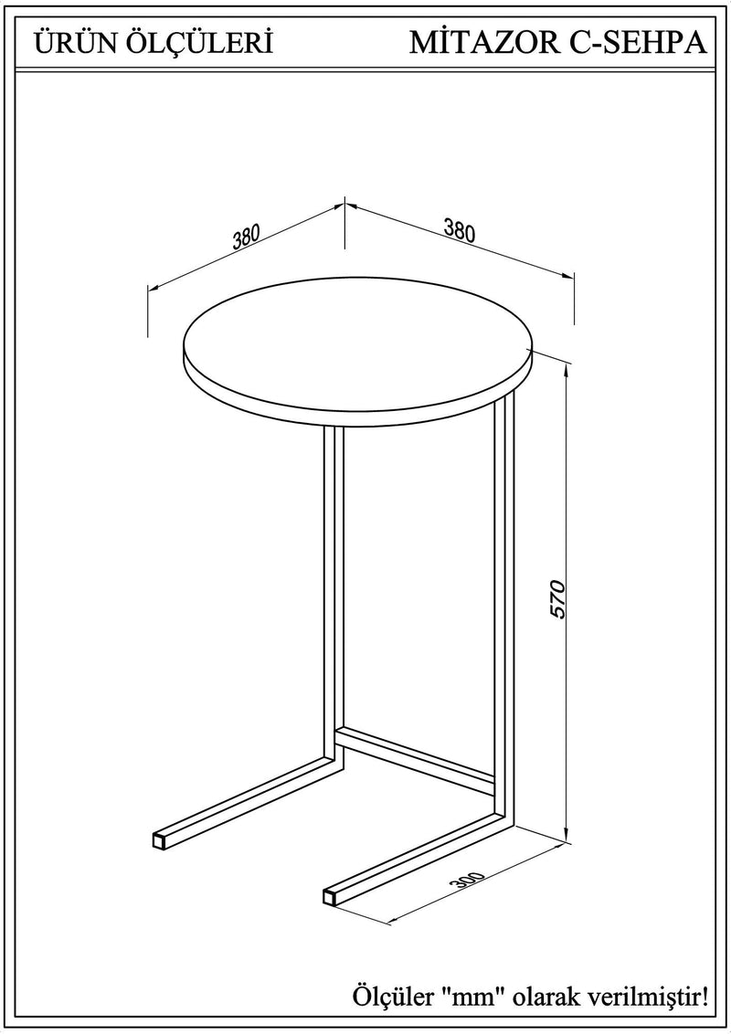 Masuta laterala MITAZOR, gri cu efect de marmura/negru, PAL melaminat/metal, 38x57 cm