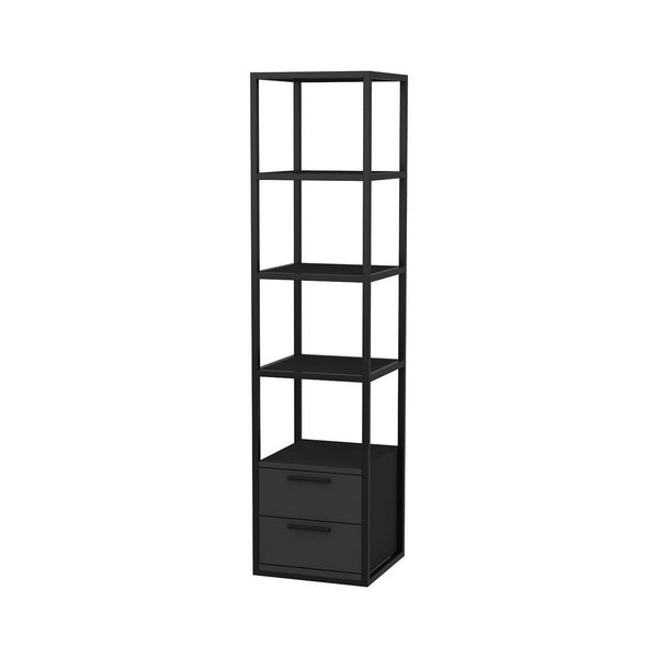Biblioteca RobCoss, negru/gri antracit, PAL/metal, 39x39x160 cm