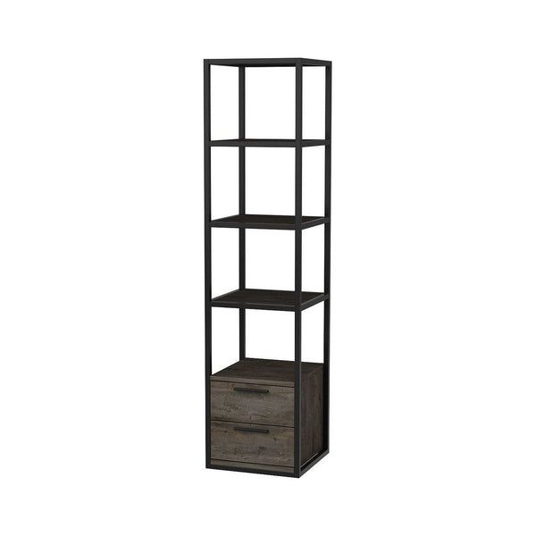 Biblioteca RobCoss, negru/gri inchis, PAL/metal, 39x39x160 cm
