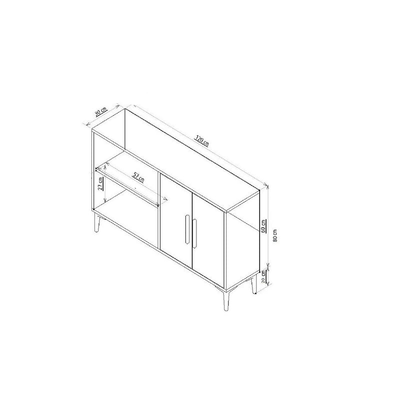 Comoda AHART, alb, PAL melaminat, 120x30x80 cm