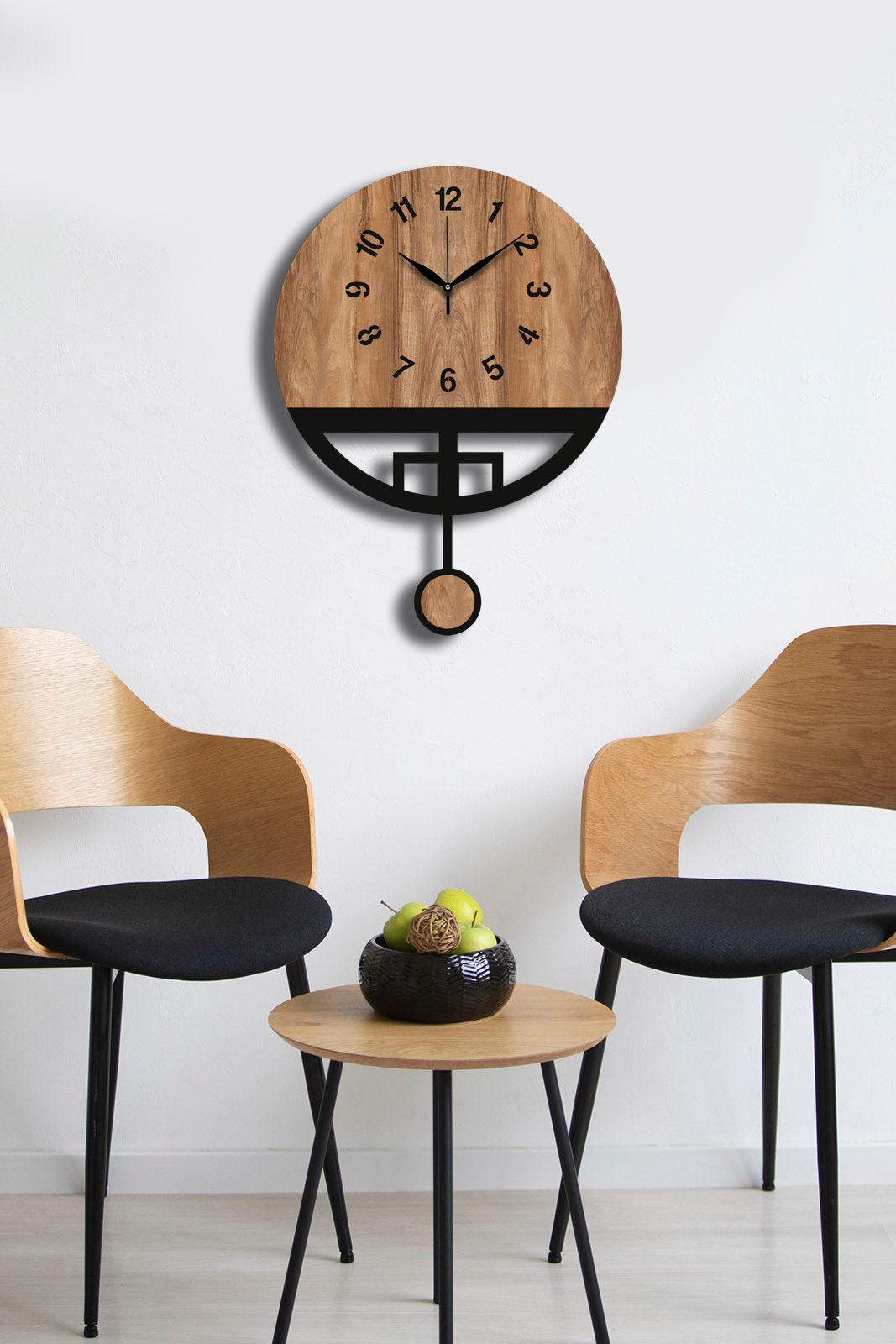 Ceas decorativ de perete, Vlnt108Mo, Nuc / Negru
