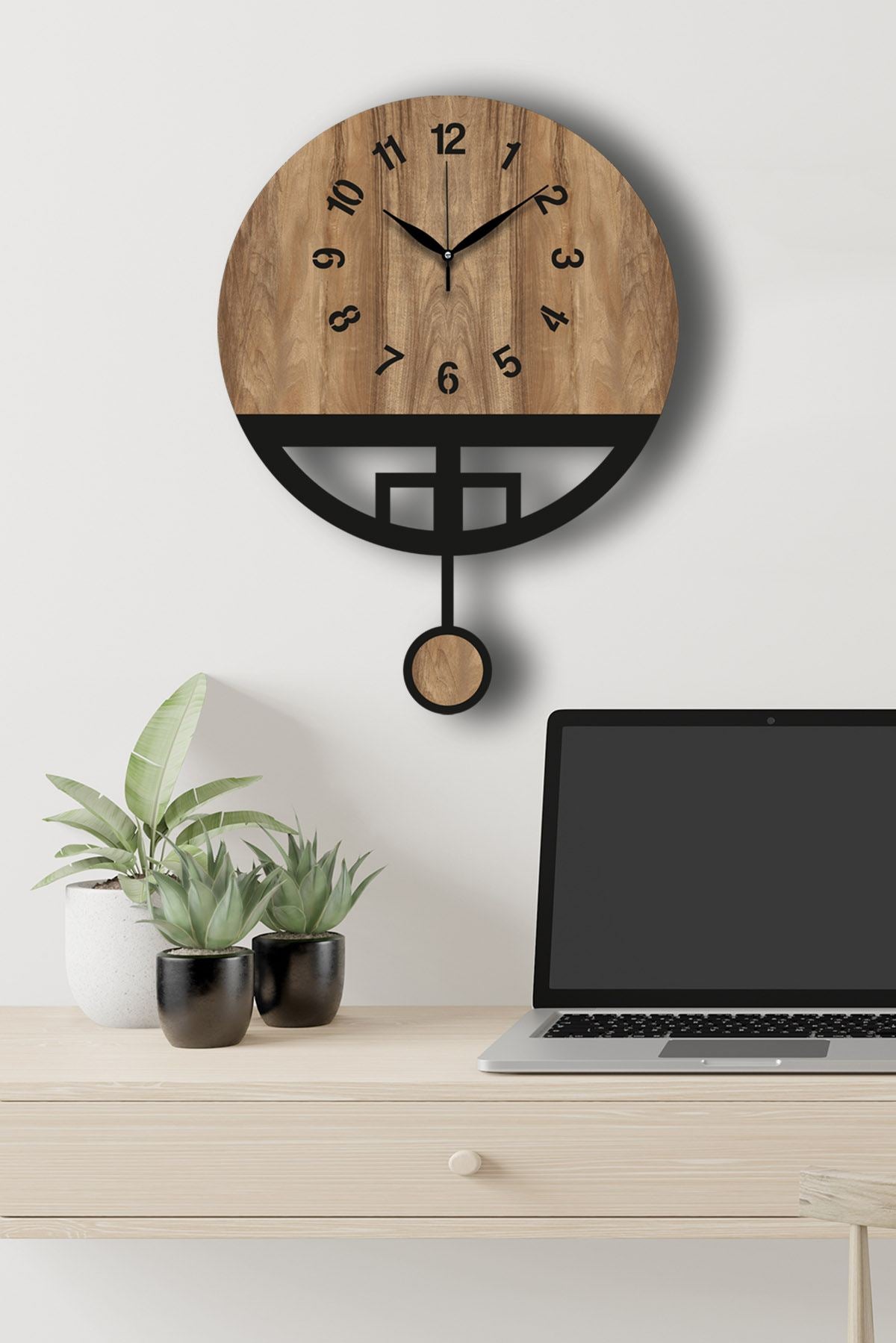 Ceas decorativ de perete, Vlnt108Mo, Nuc / Negru