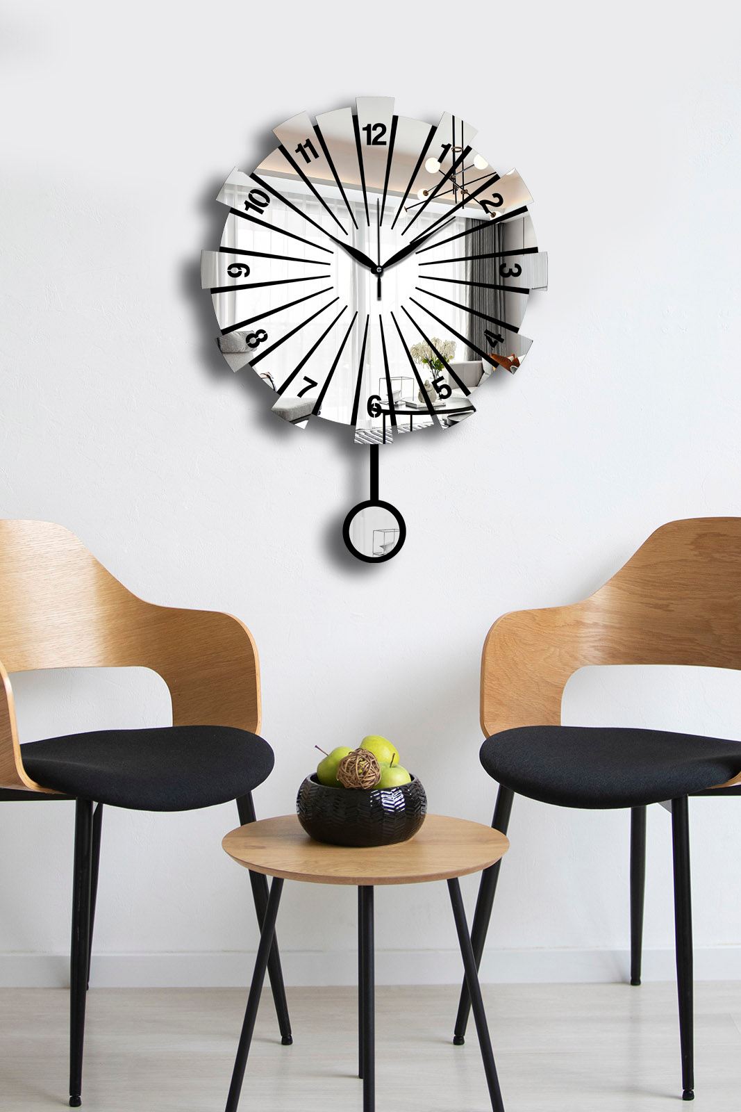Ceas decorativ de perete, Vlnt111Gu, Argintiu