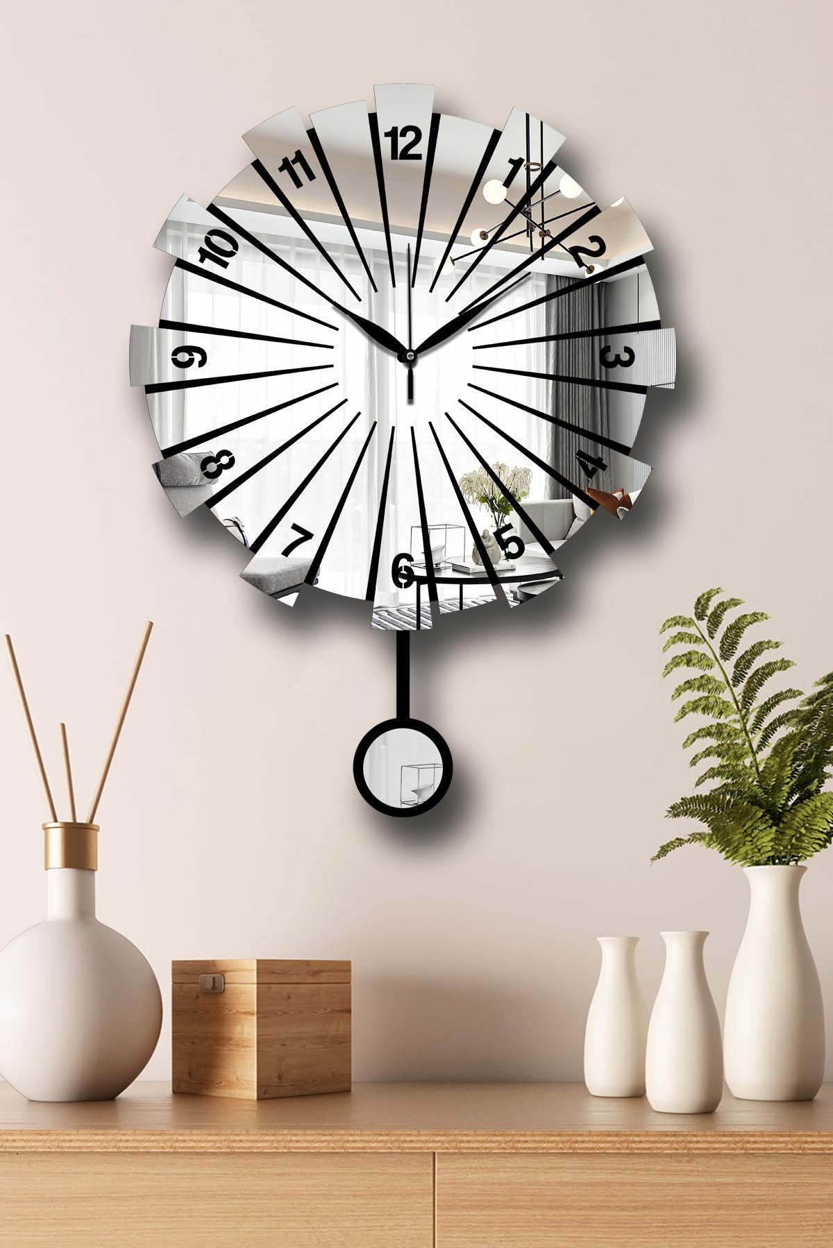 Ceas decorativ de perete, Vlnt111Gu, Argintiu