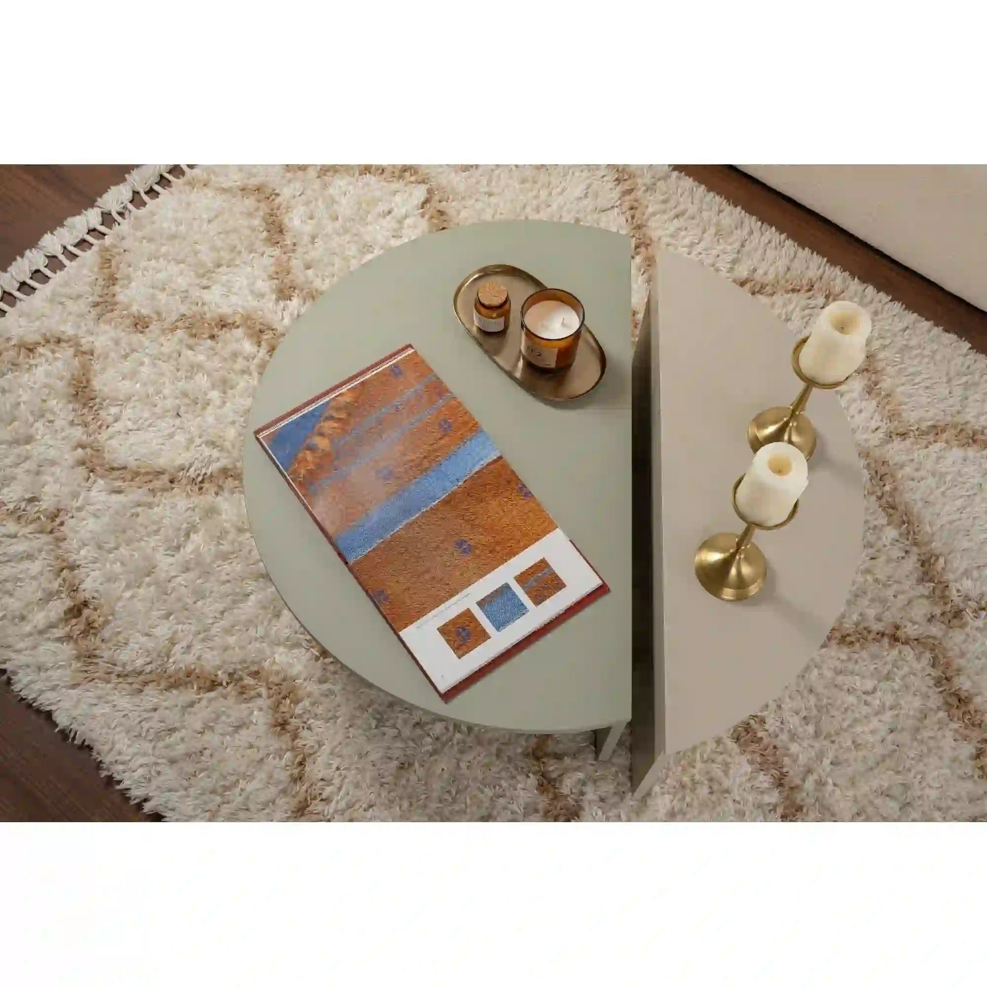 Set 2 masute ORION, grej/verde, PAL melaminat