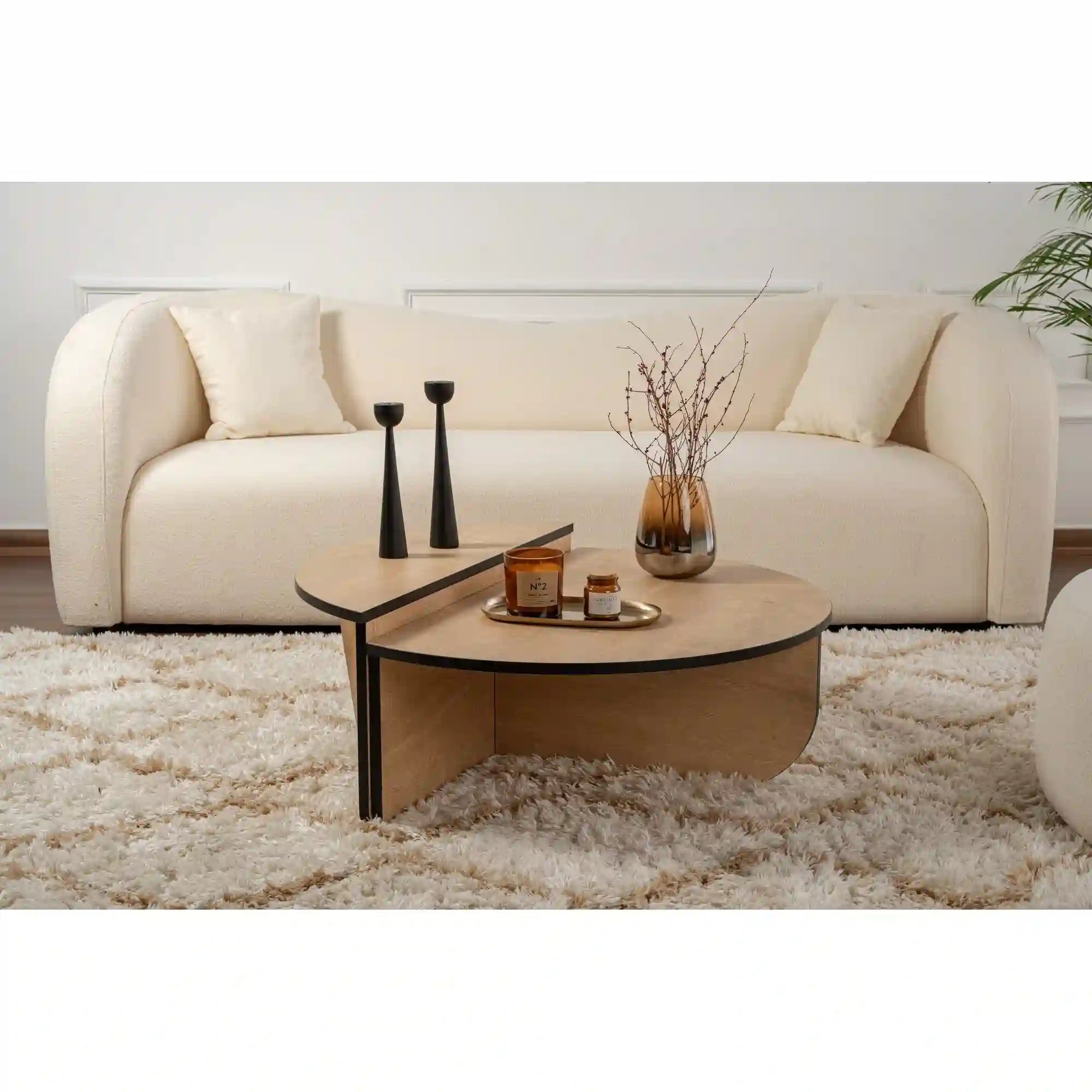 Set 2 masute ORION, stejar miere/negru, PAL melaminat