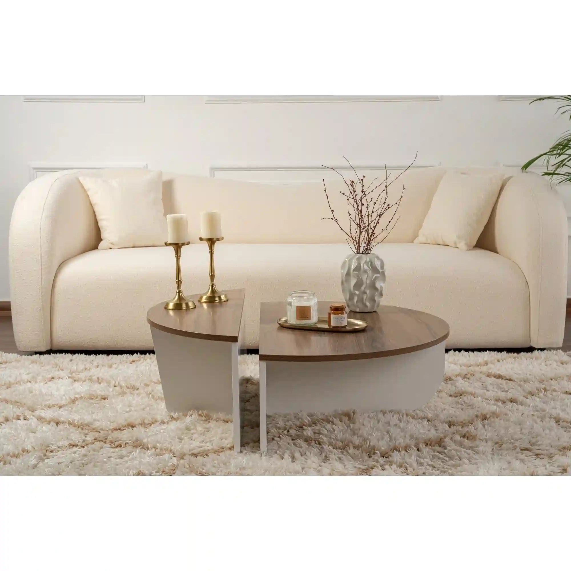 Set 2 masute ORION, alb/nuc, PAL melaminat