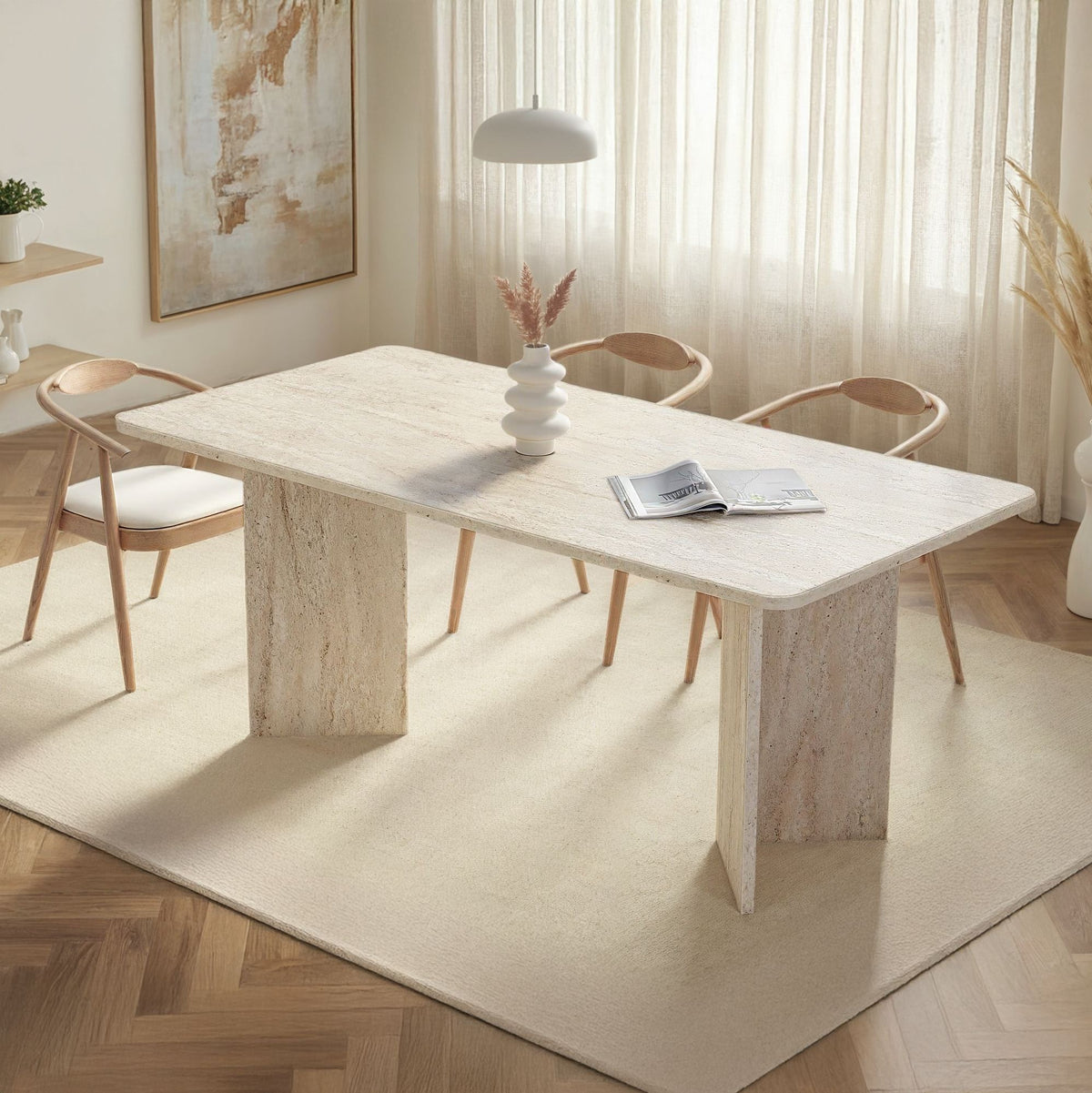 Masă dining, Linza - Travertine, Travertin