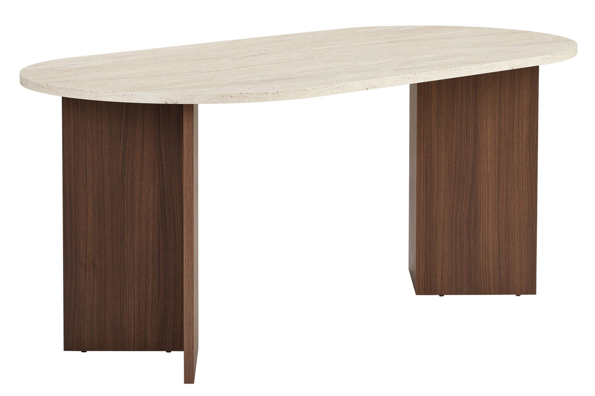 Masă dining, Sablin - Travertine, Milano Walnut, Travertin / Nuc Milano