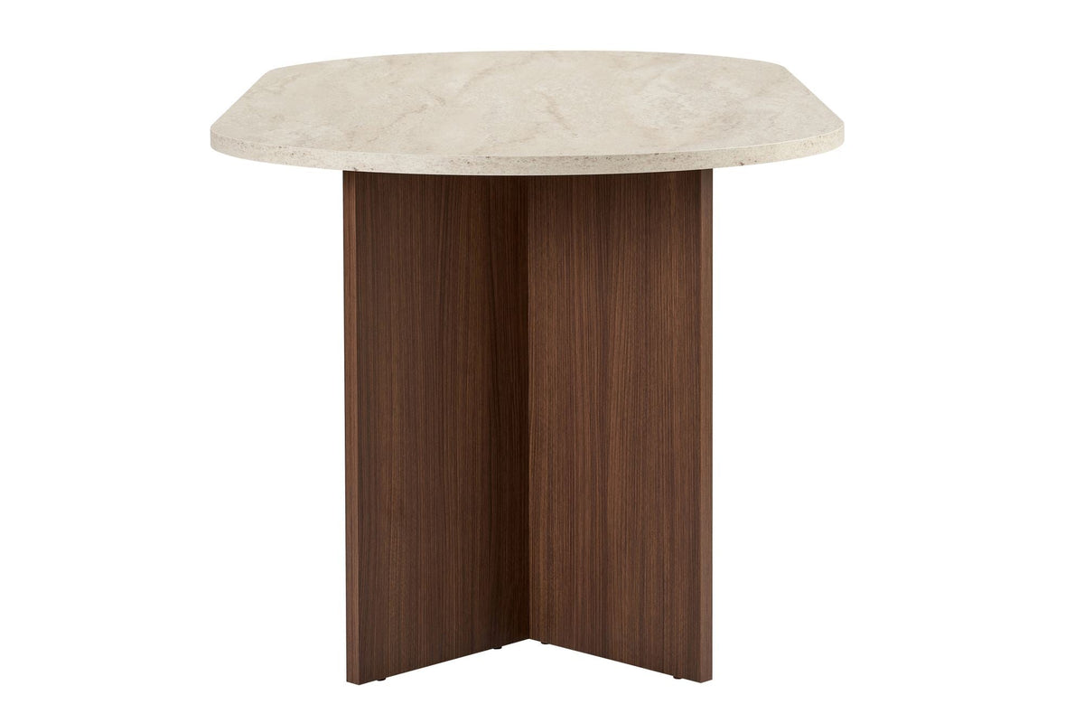 Masă dining, Sablin - Travertine, Milano Walnut, Travertin / Nuc Milano
