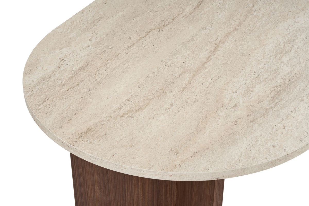 Masă dining, Sablin - Travertine, Milano Walnut, Travertin / Nuc Milano