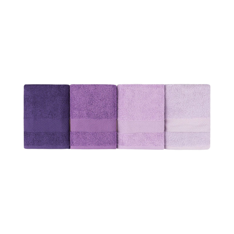 Set 4 prosoape de baie 801, lila/violet, bumbac 100%, 50x90 cm