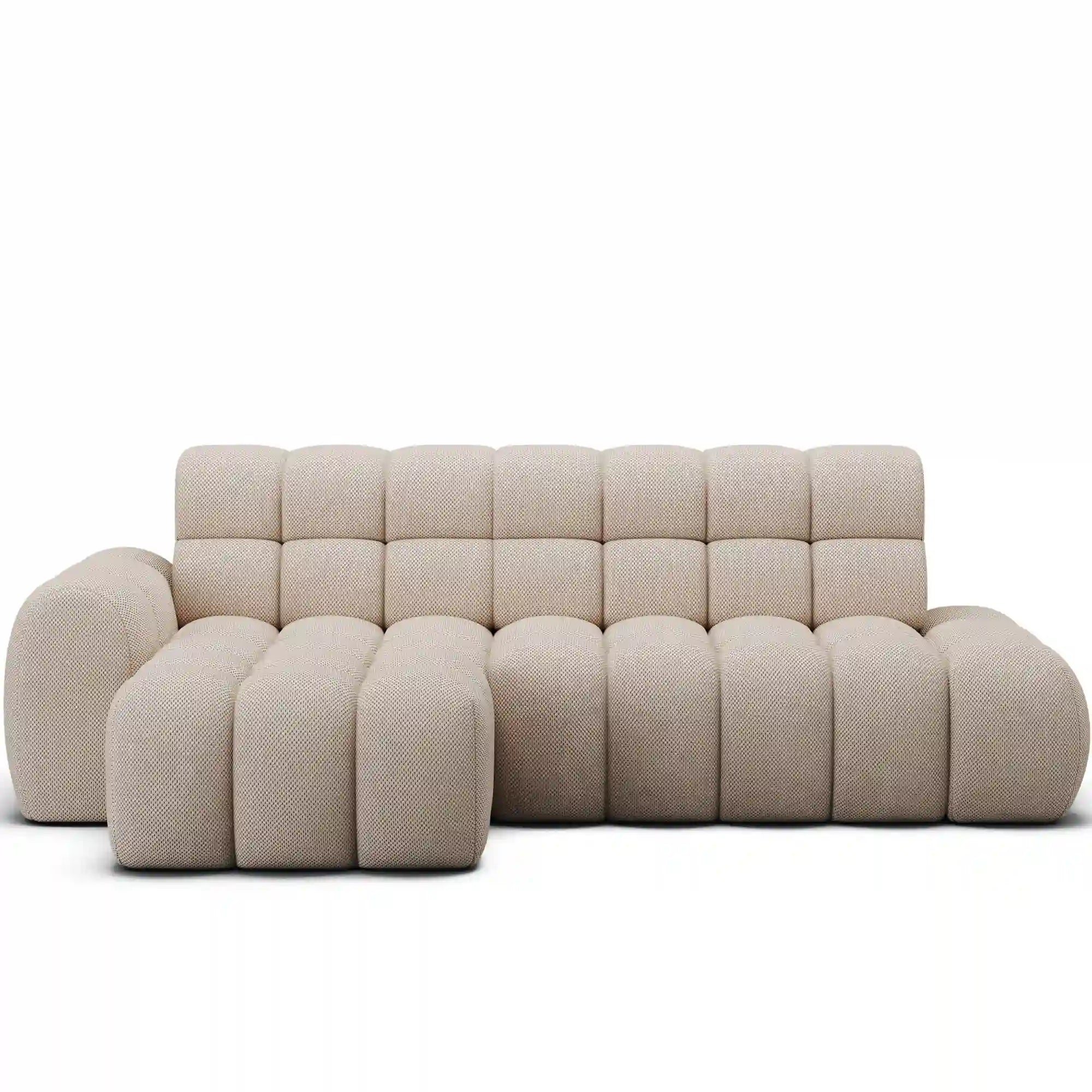 Coltar extensibil CEEDRO, sezlong stanga, stofa bej - Calmora 18, cu reglaj electric, 283x165x98 cm