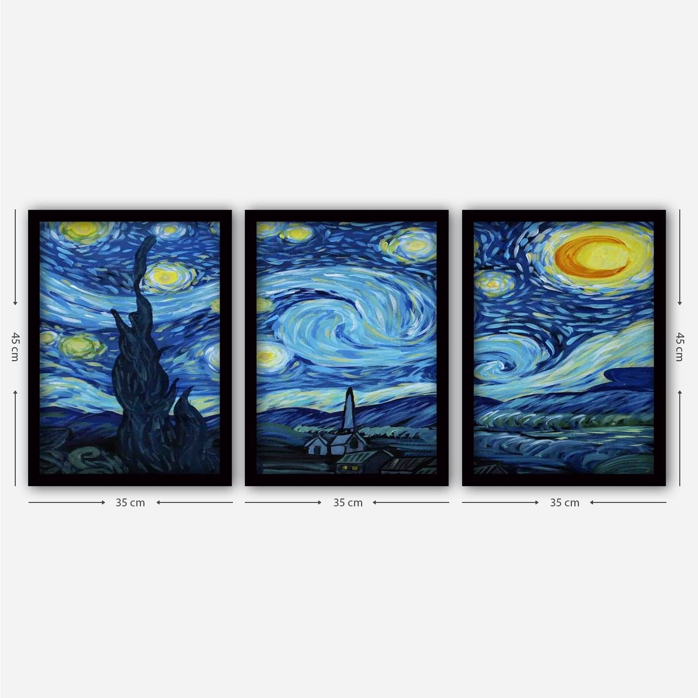 Tablou decorativ cu ramă (3 piese), 3SC190, Multicolor