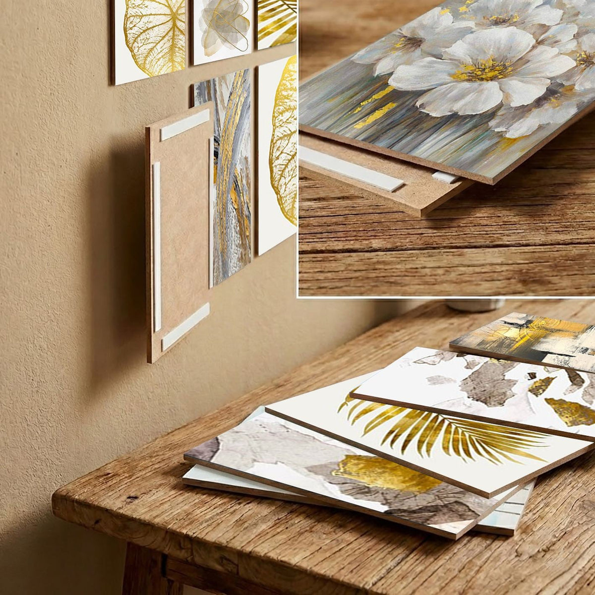 Tablou decorativ MDF (9 piese), 9MDF04YS, Multicolor