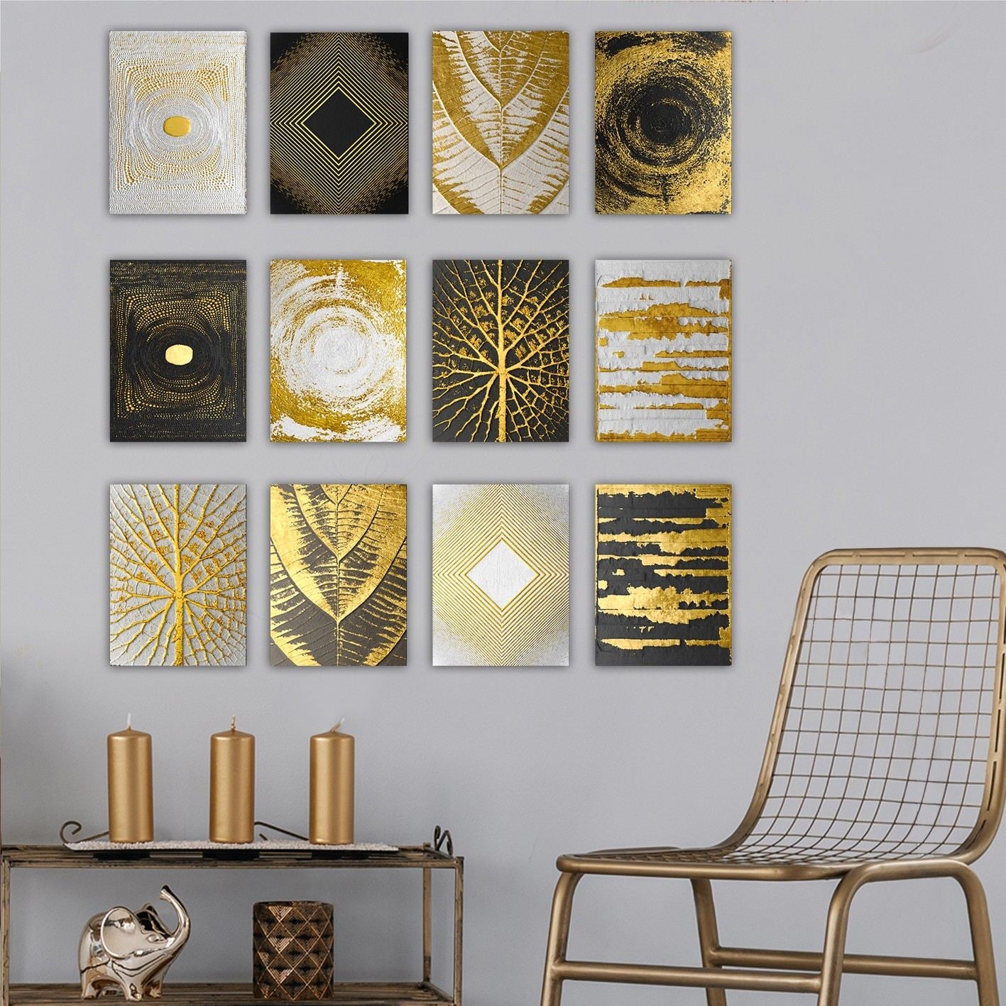 Tablou decorativ MDF (12 piese), 12MDF37YS, Multicolor