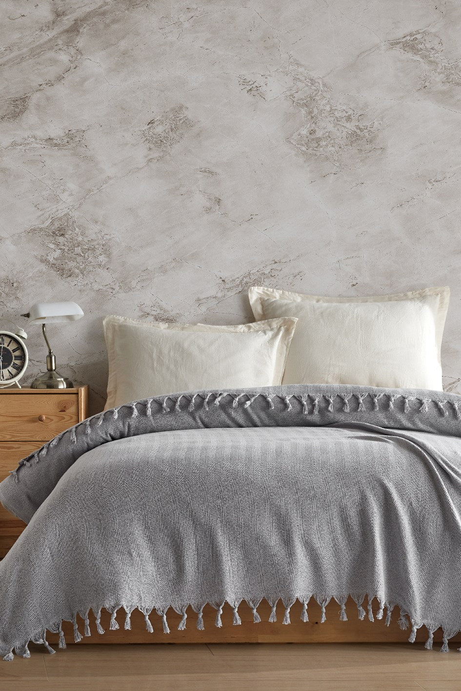 Cuvertură pichet pat dublu, Berlino - Light Grey, Gri deschis