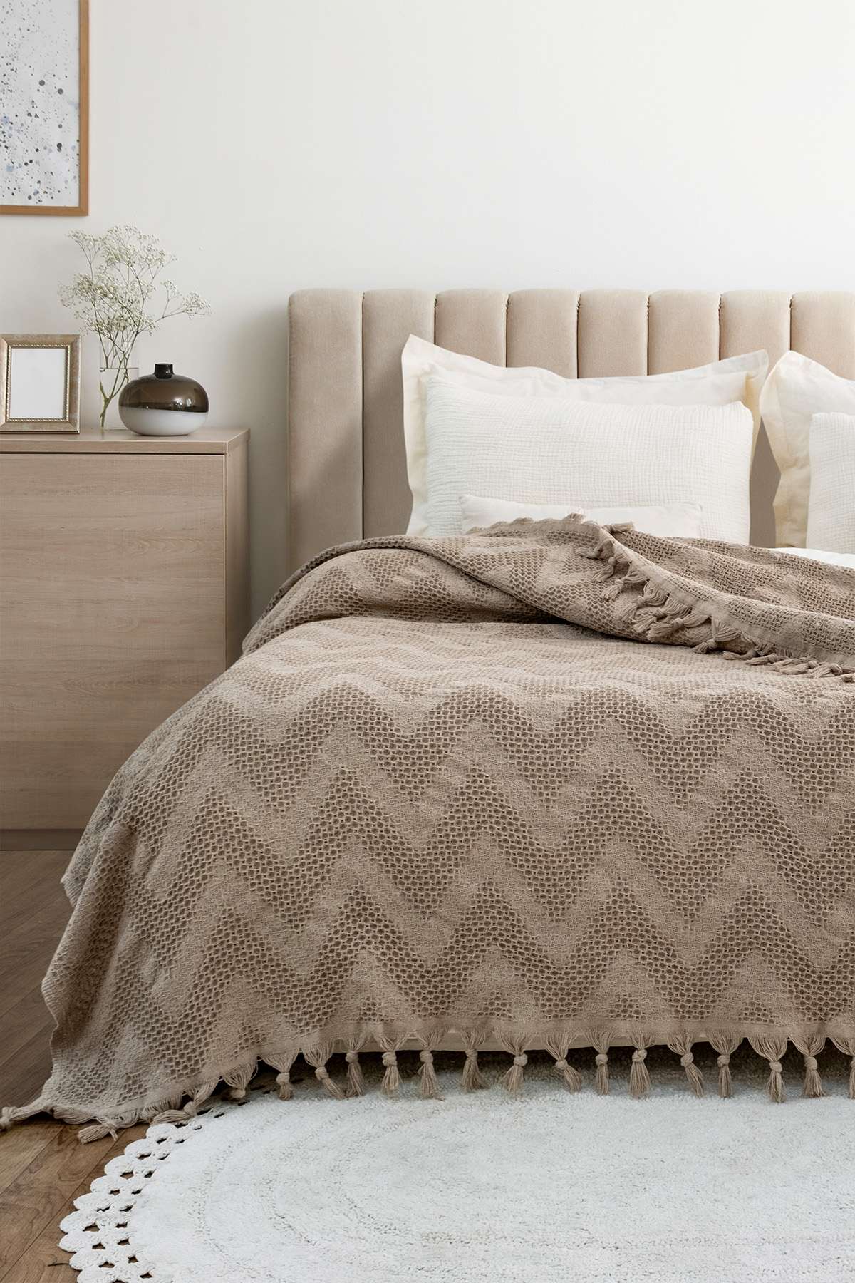 Cuvertură pichet pat dublu, Naomi - Beige, Bej