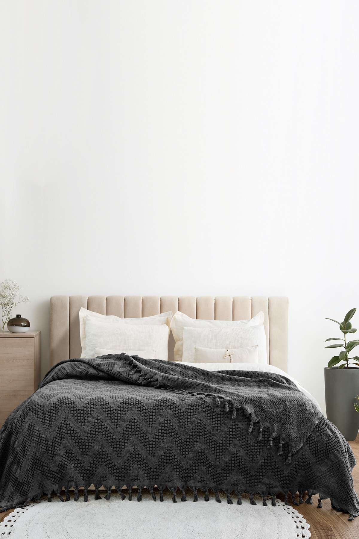 Cuvertură pichet pat dublu, Naomi - Anthracite, Antracit
